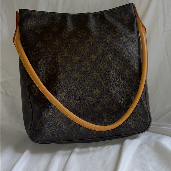 Louis Vuitton Handbags - Louis Vuitton Dark Brown Monogram Shoulder Bag with Tan Looping  Strap